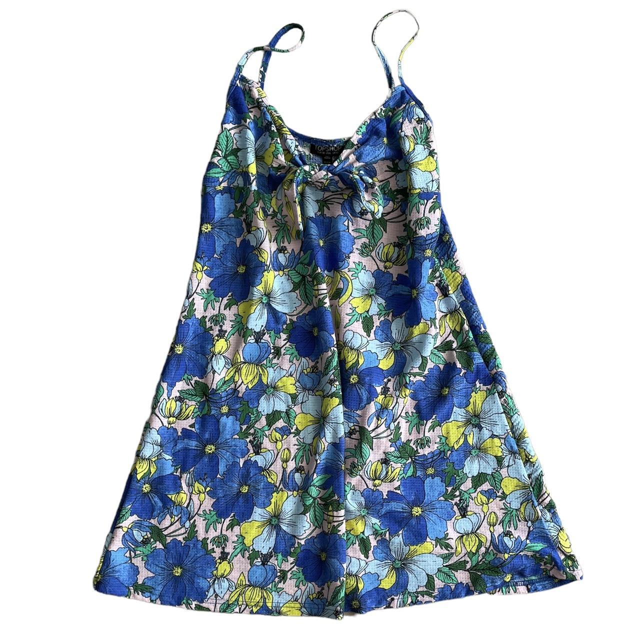 Topshop blue floral sleeveless on sale dress