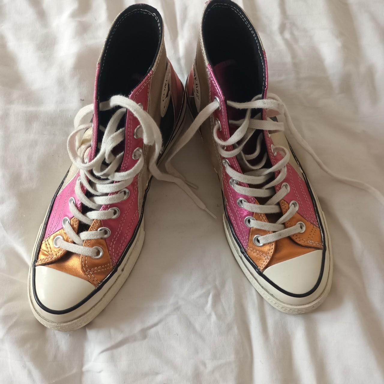 Lady's multicoloured Converse high tops Rare item... - Depop