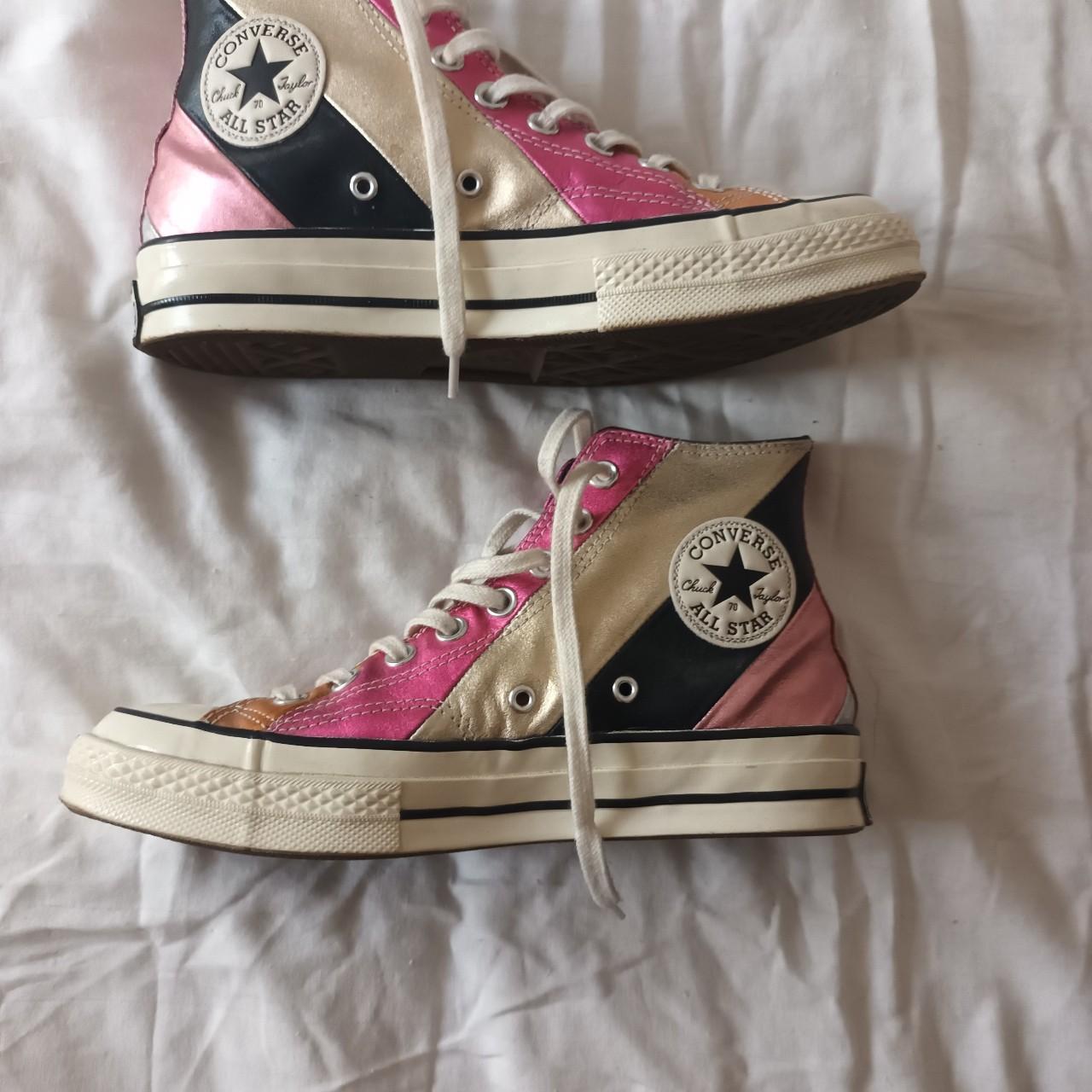 Lady's Multicoloured Converse High Tops Rare Item - Depop