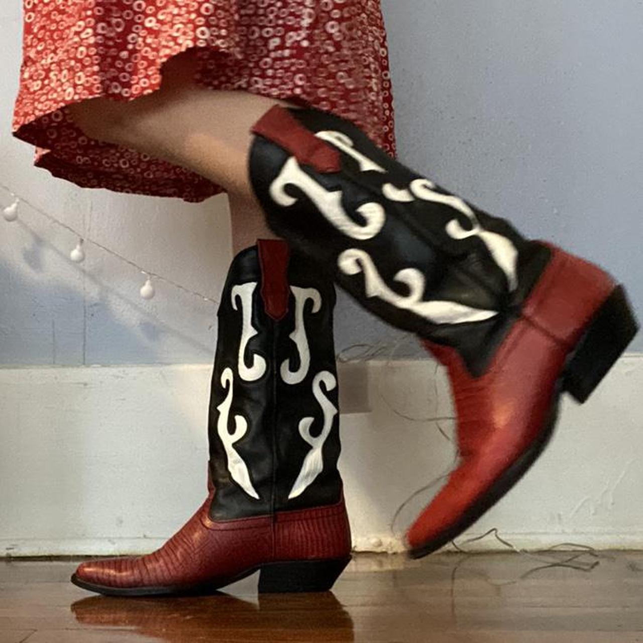 Women's Black and Red Boots