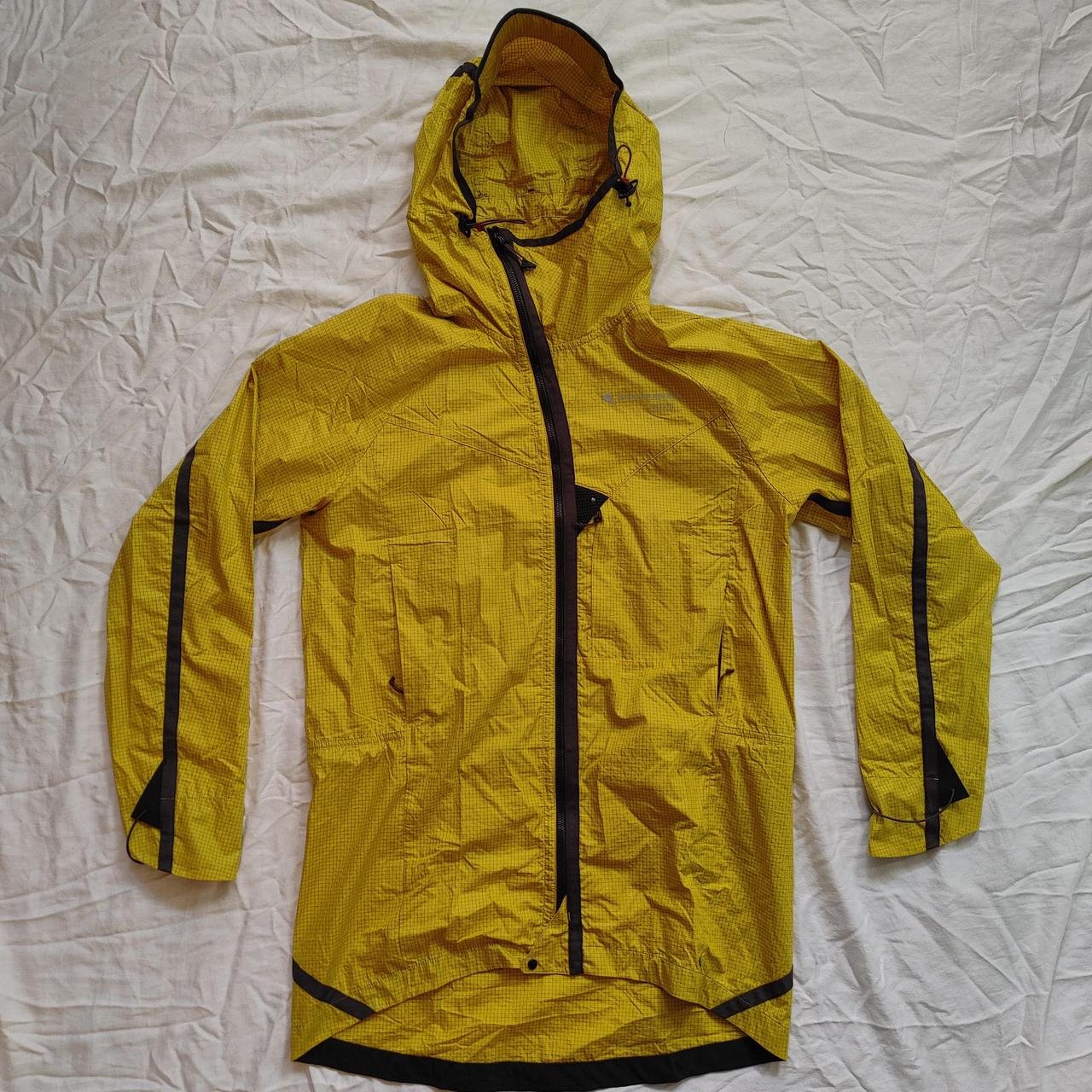 klattermusen ansur wind parka, yellow with grey grid... - Depop