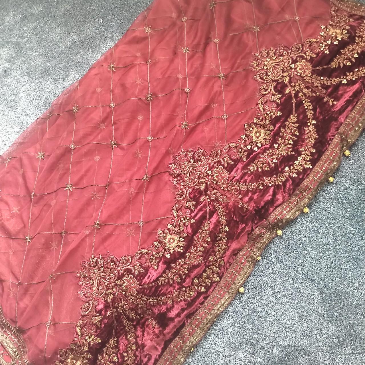 Maria B original sari with velvet boarder. Worn once... - Depop