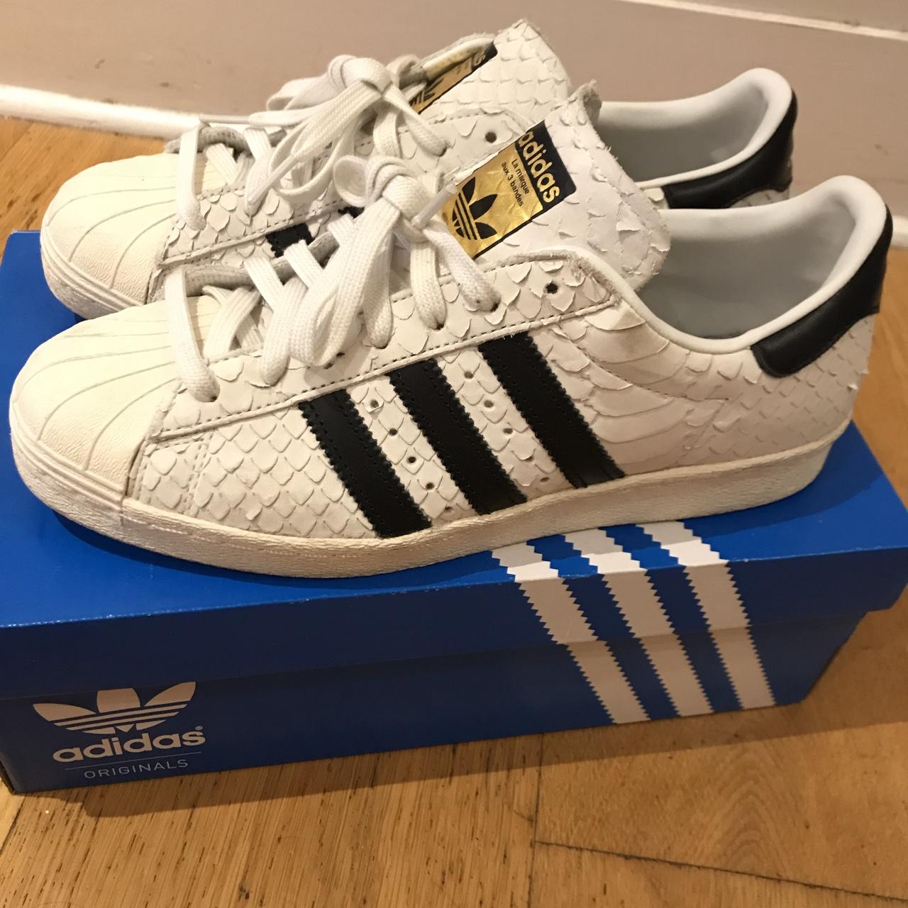 Adidas superstar 80s White snake style with black Depop