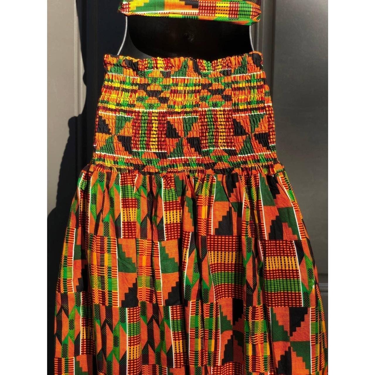 African Kente High Waist Pant Set With Scarf |... - Depop