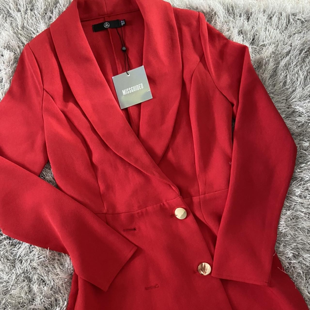 Missguided red deals military blazer