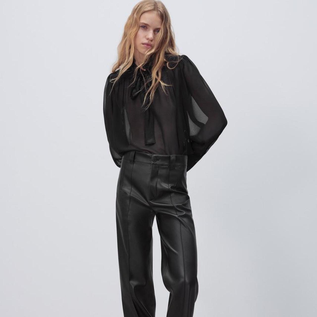 FULL LENGTH FAUX LEATHER PANTS | Leather Trouser Zara | suturasonline.com.br