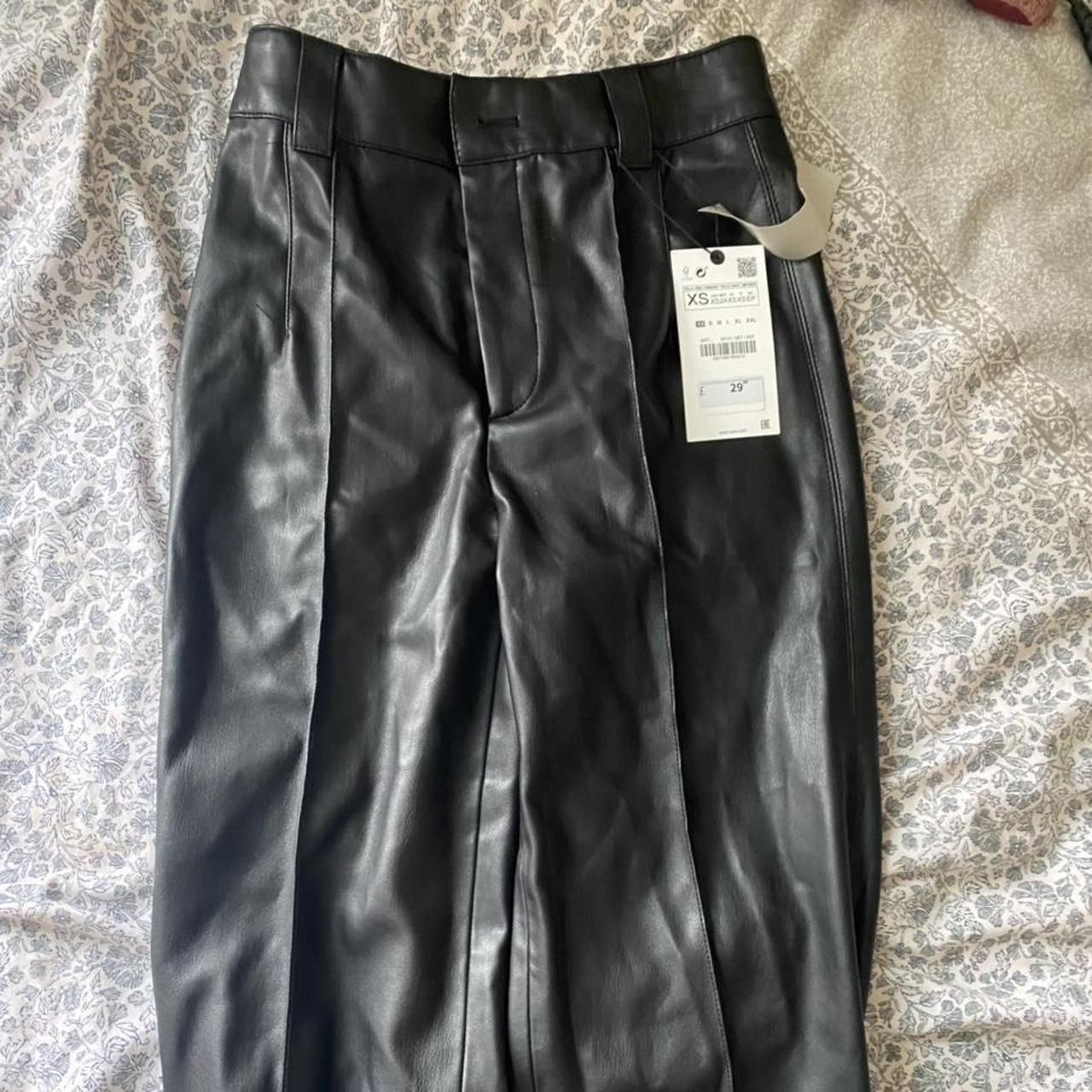 Zara faux leather straight leg pants trousers size