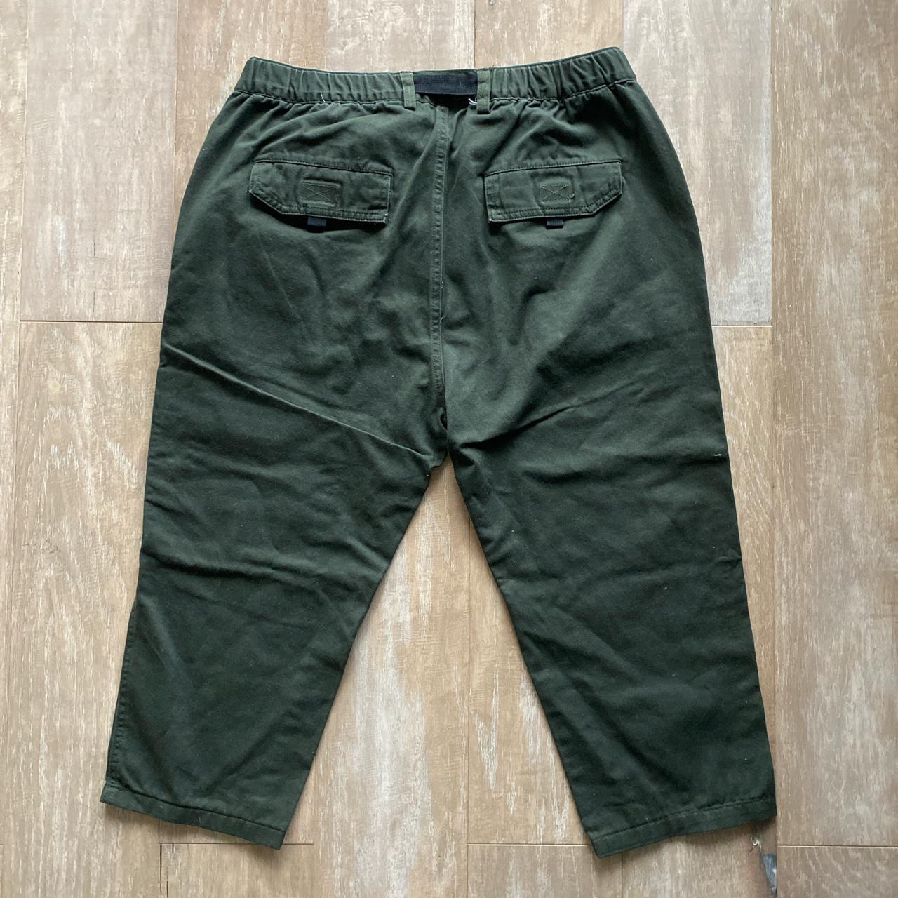Men olive green belted utility cargo pants. Fits... - Depop