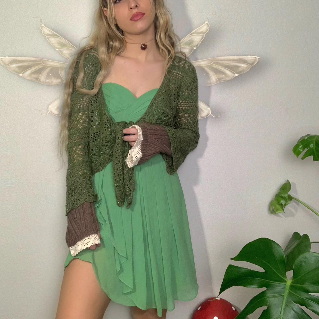 sage green fairy mini dress frilly and ...