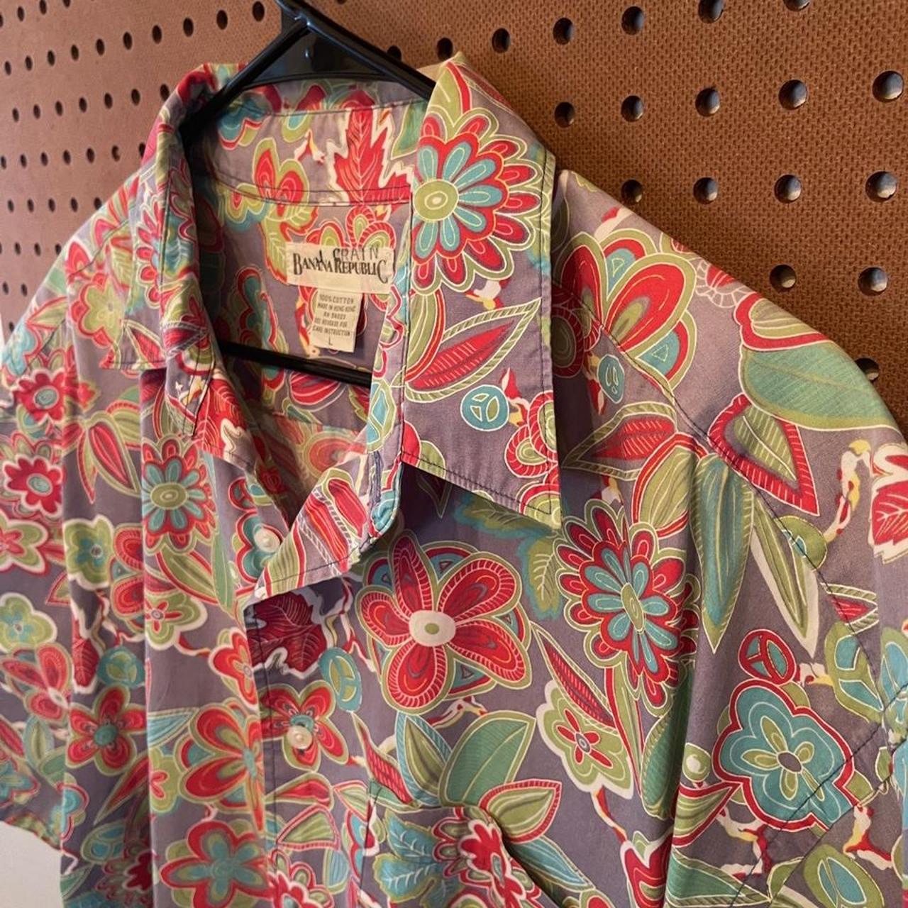 Vintage Banana Republic camp collar floral shirt...