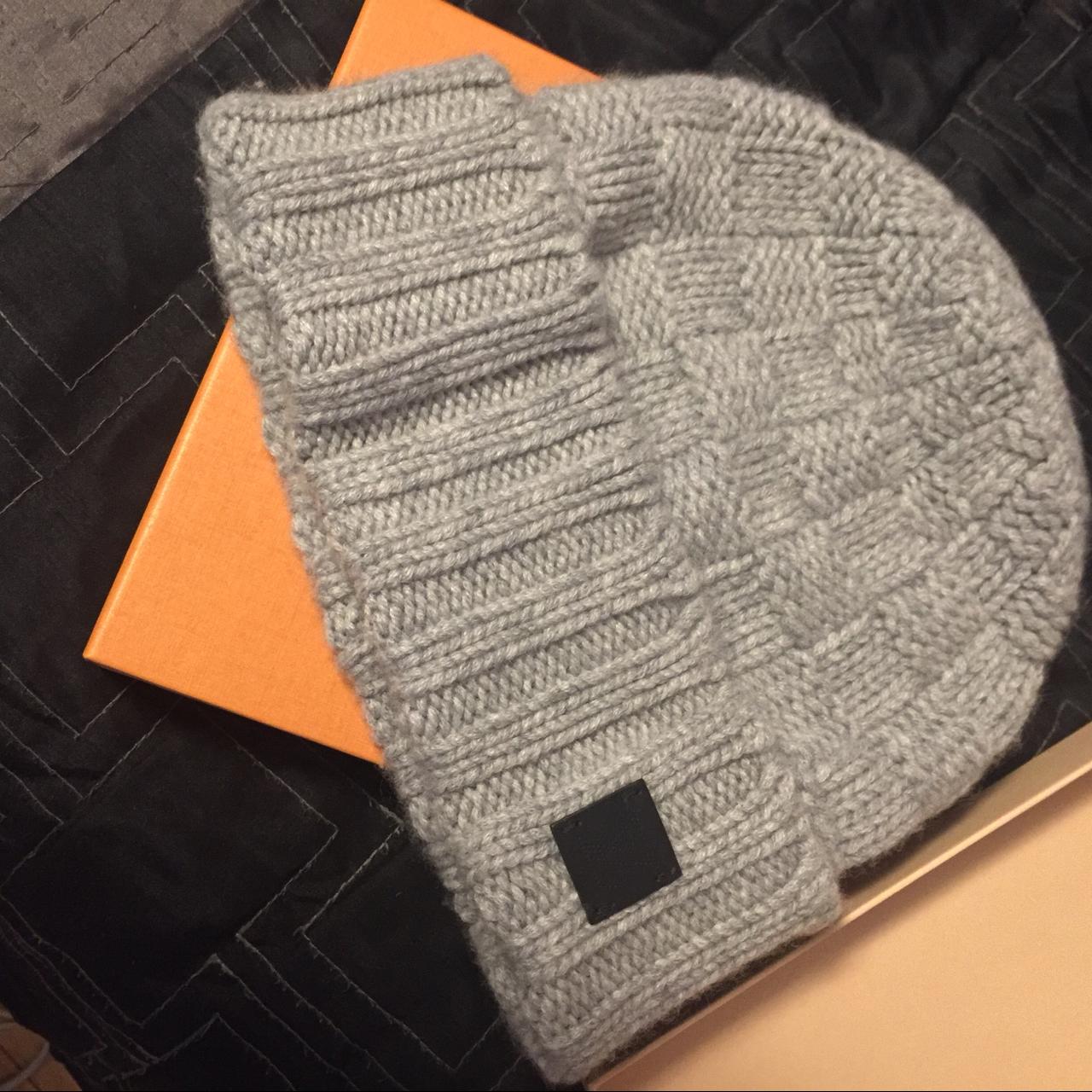 Louis Vuitton Grey Pattern Wool Beanie