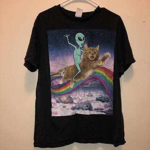 alien riding a cat shirt