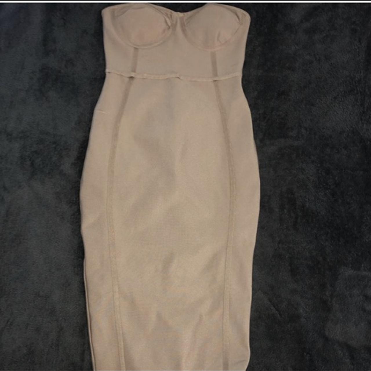 Plt gold bandage dress Size 8 Small cotton pulls... - Depop