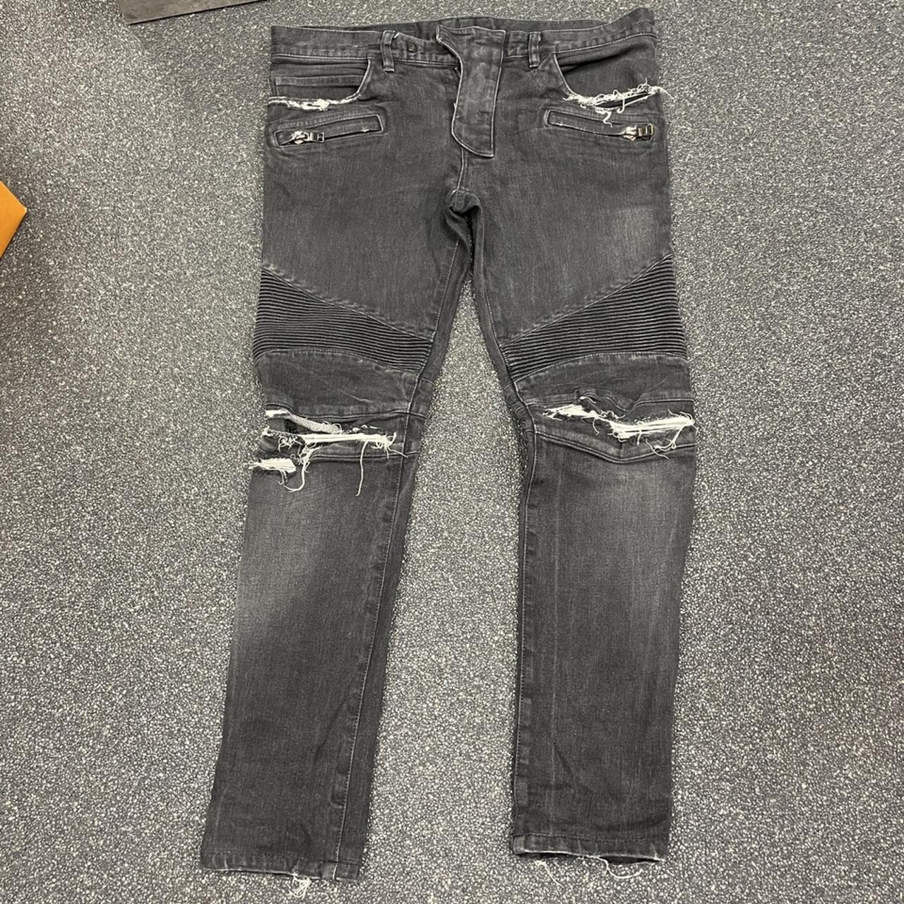 Balmain ripped biker on sale jeans