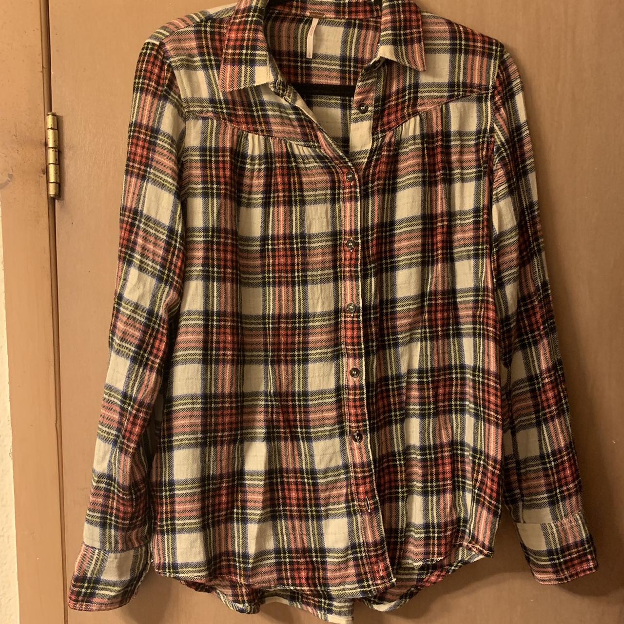 Free people checkered flannel Size S Brand new... - Depop