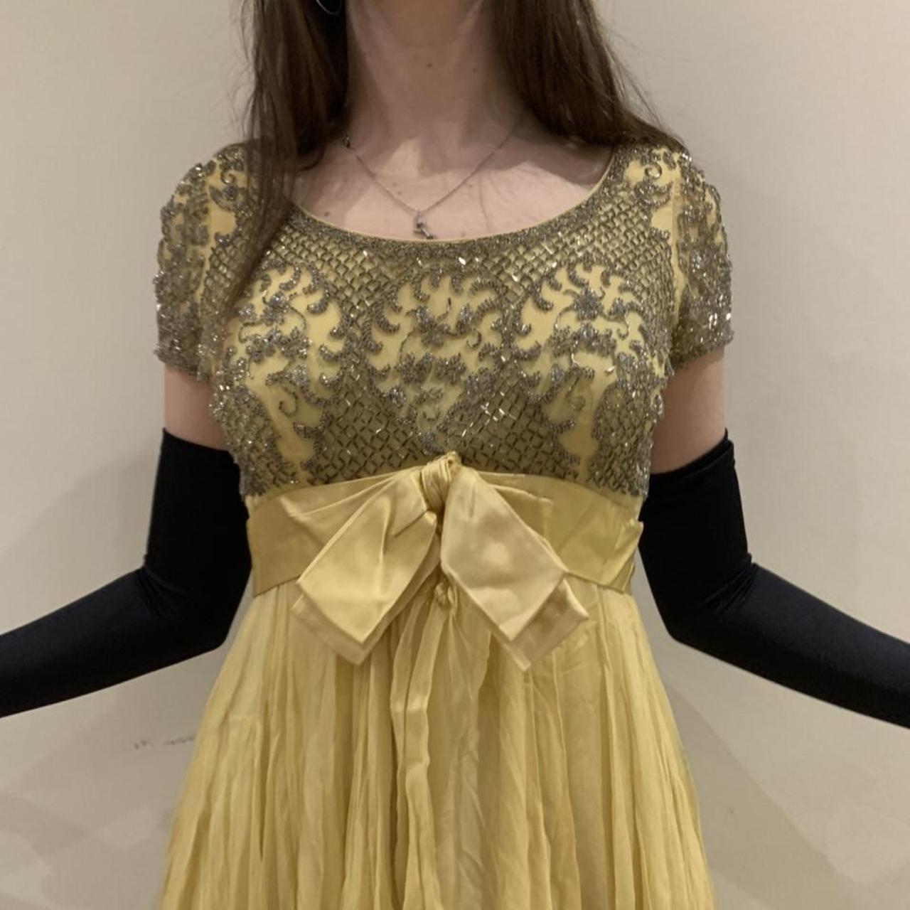 Women's Yellow and Silver Dress Depop