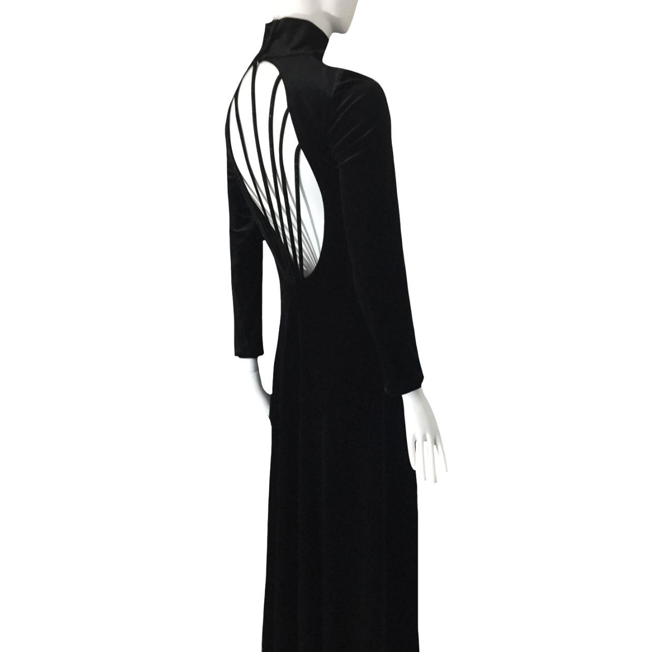 GIORGIO ARMANI Black velvet dress with open back and... - Depop