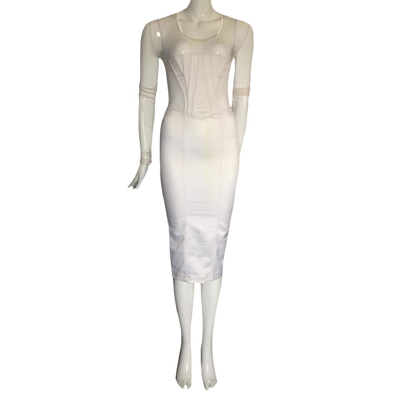 CHANTAL THOMASS SS1996 White dress with fishnet... - Depop