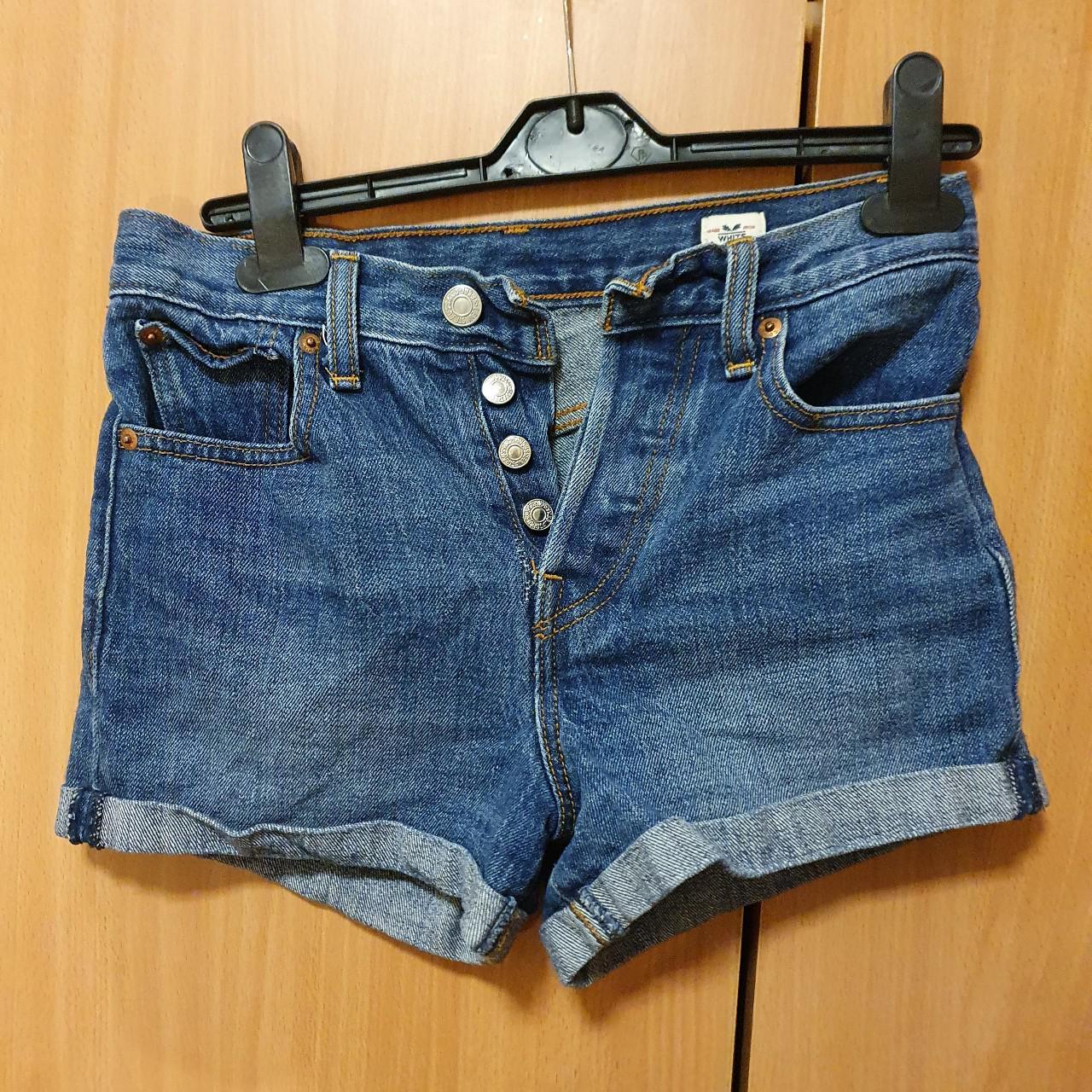 Levi heigh waist denim shorts, 24 inch waist, they... - Depop