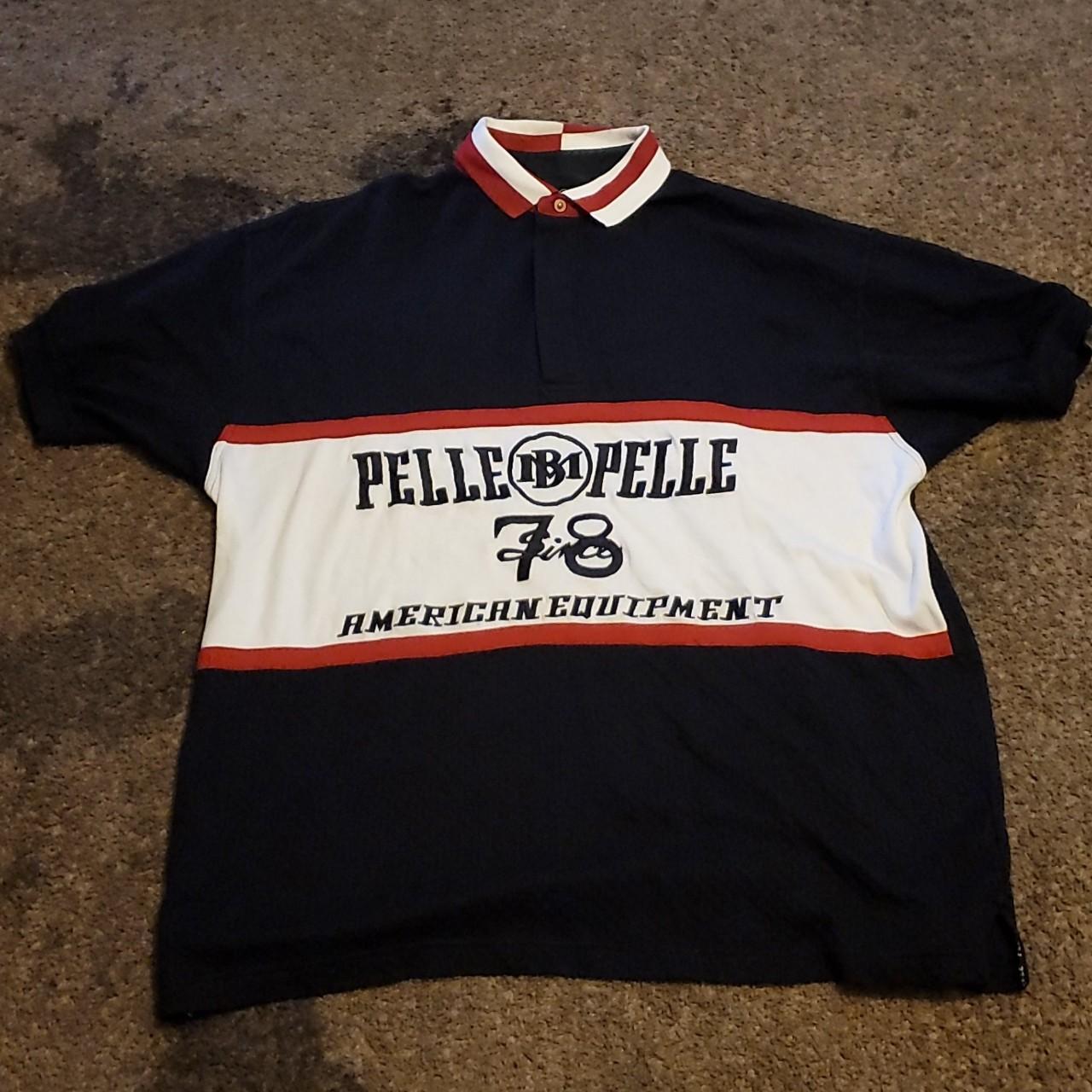 Pelle Pelle Men's Navy and Red Polo-shirts | Depop