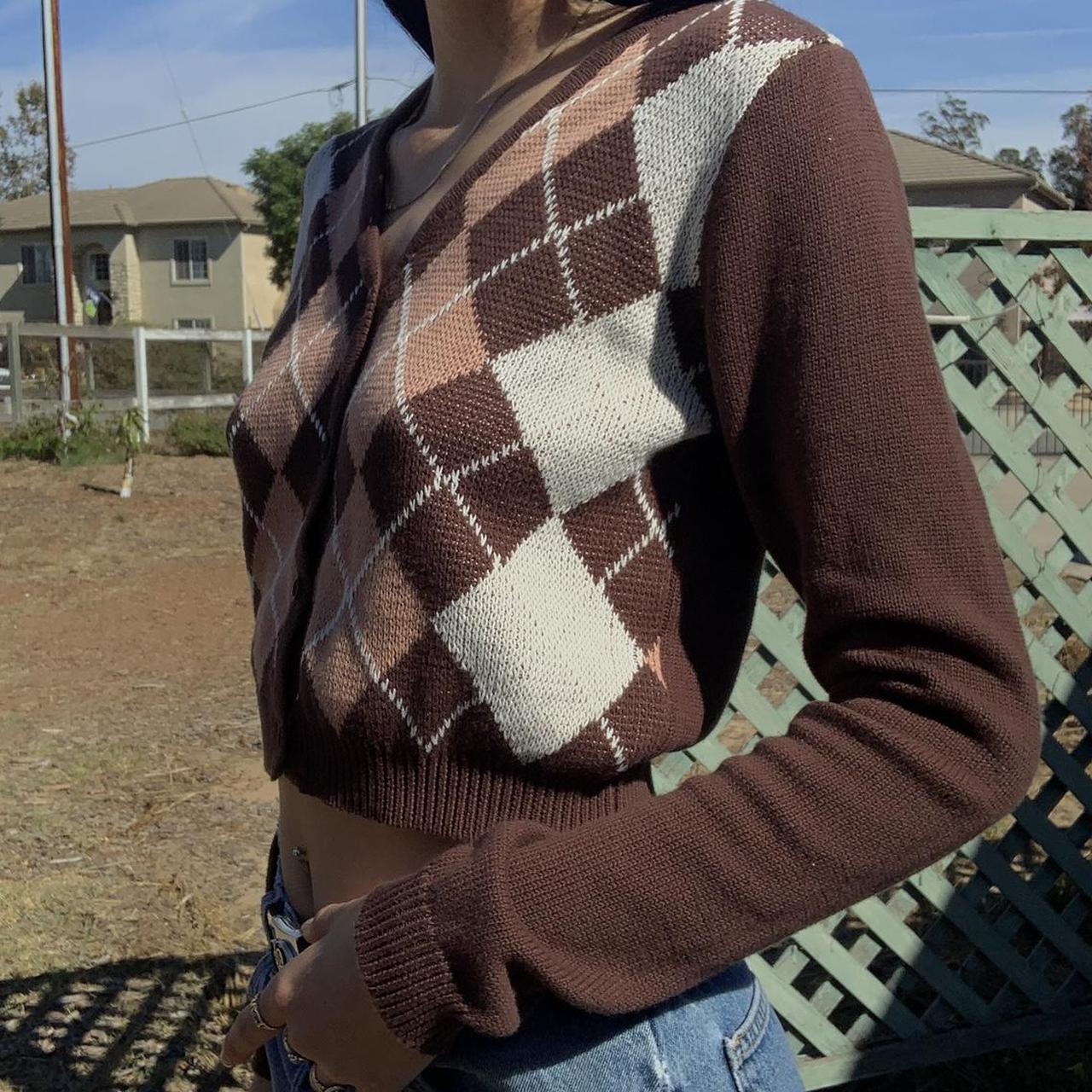 brown argyle sweater