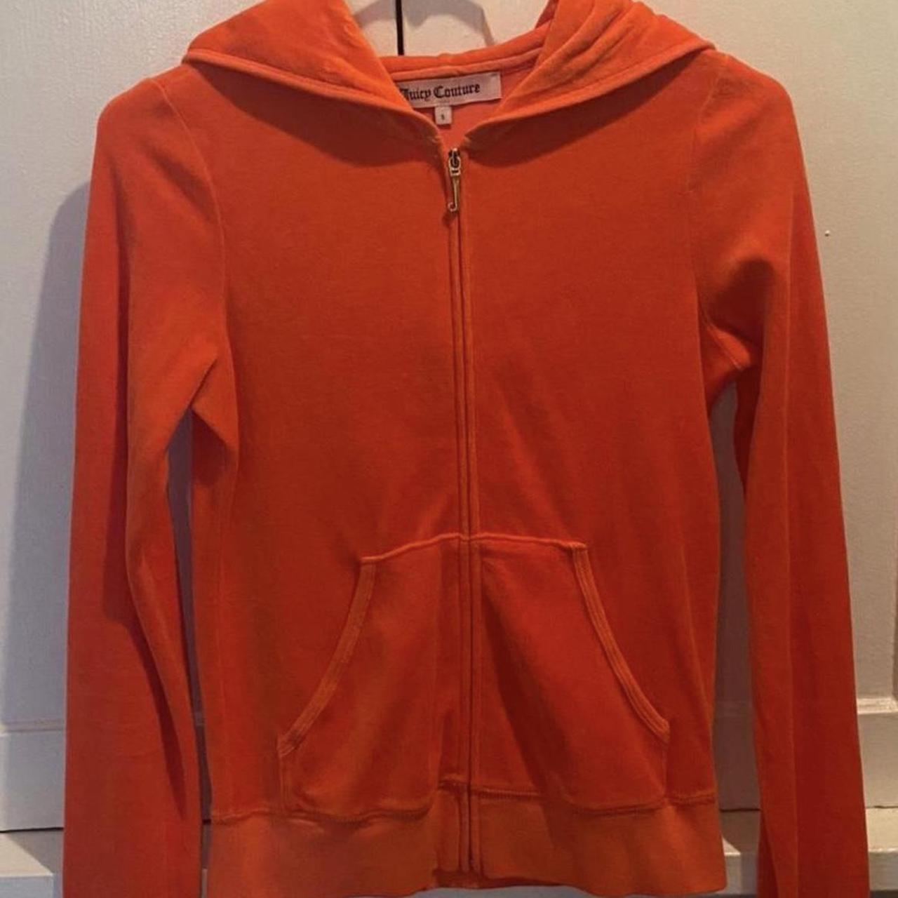 Juicy Couture orange velour tracksuit hoodie Gold... - Depop