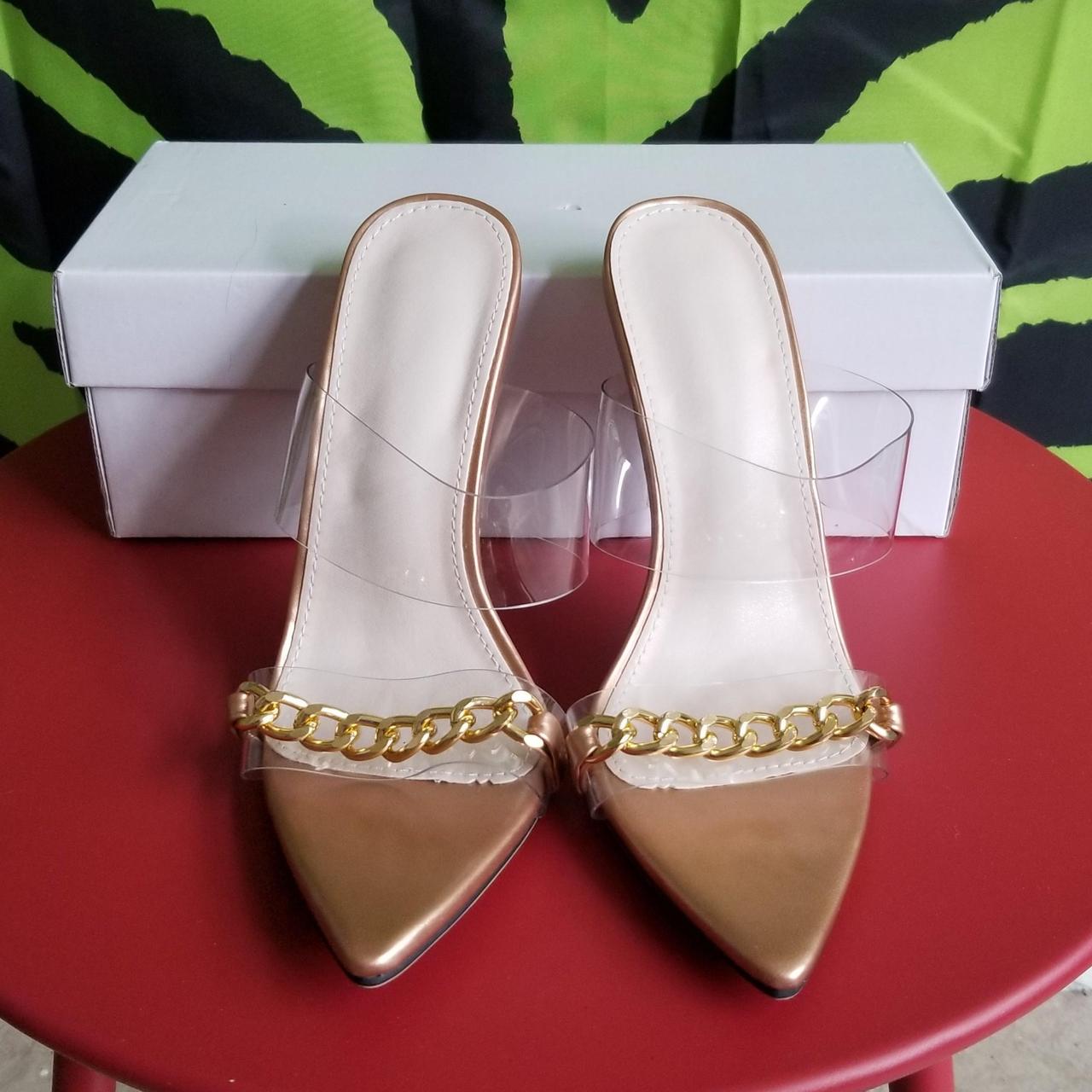 SHEIN Women's Gold Mules | Depop