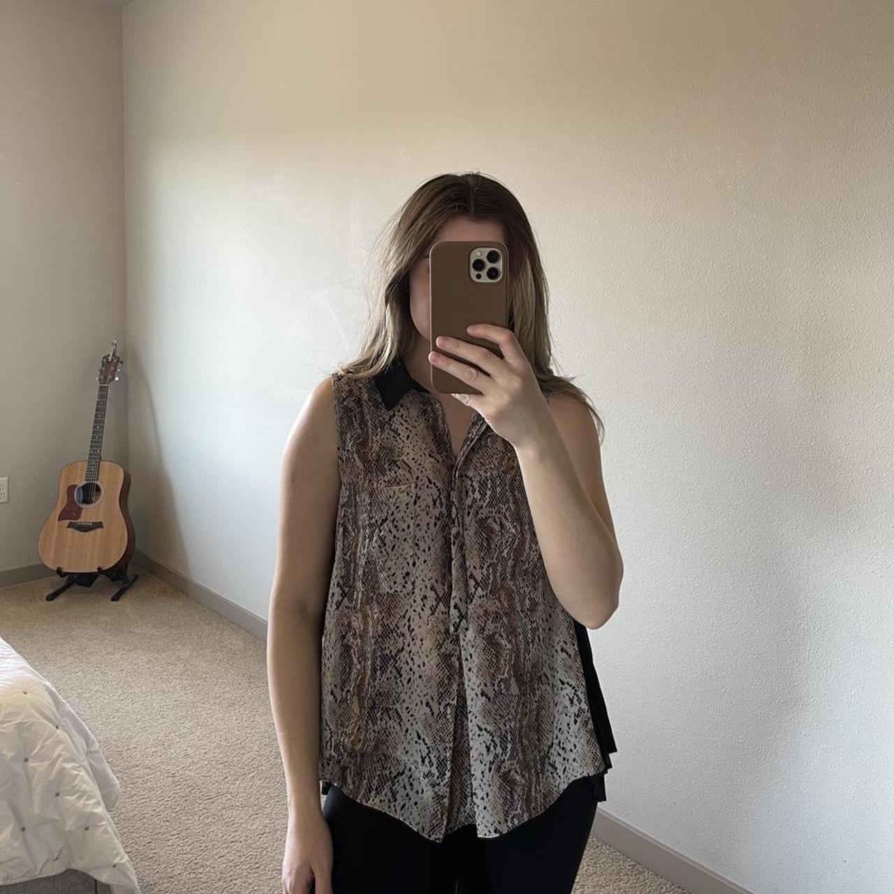 BCBGMAXAZRIA Snake Print Pleated Top In great Depop