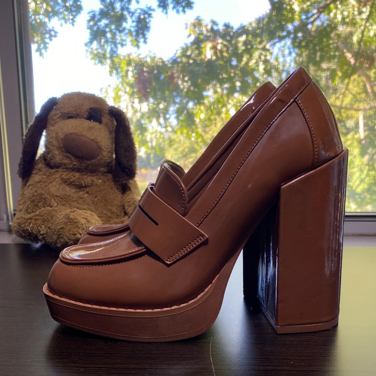 platform brown loafers