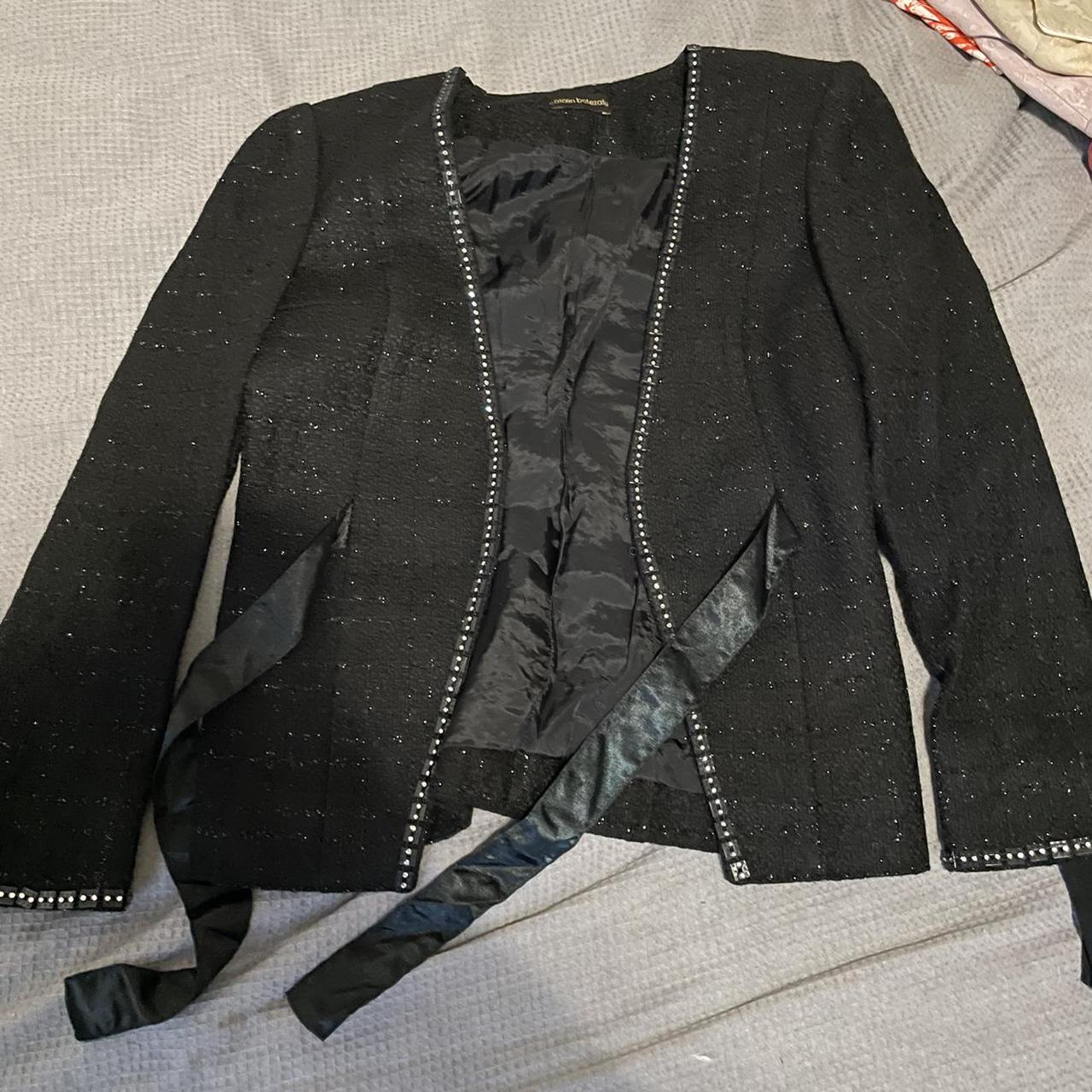 Black sparkling suit with blazer and skirt. Worn a... - Depop
