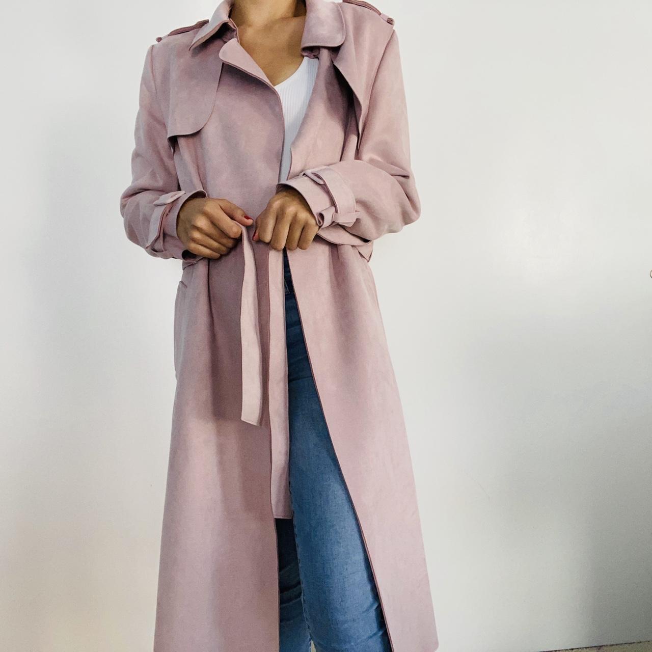 Zara faux suede hot sale trench coat pink