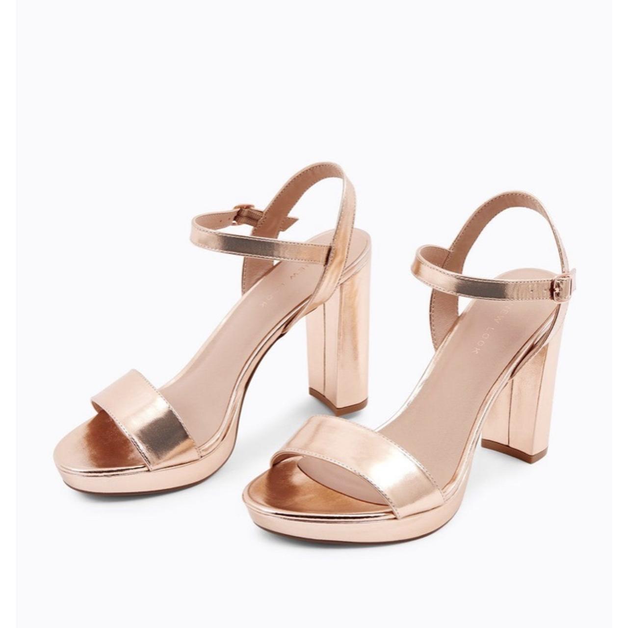 Rose gold block heels new cheap look