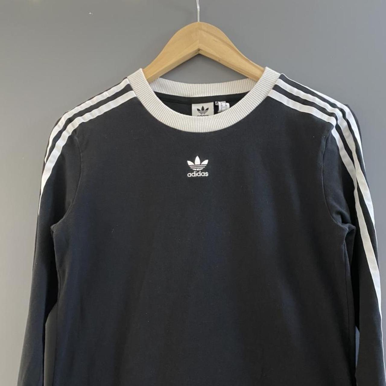 BLACK AND WHITE ADIDAS CREW NECK LONG SLEEVE... - Depop