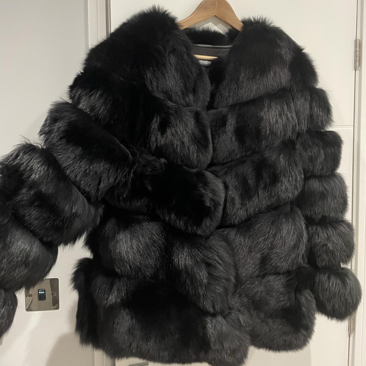Black real fur jacket coat Bought from twenty... - Depop