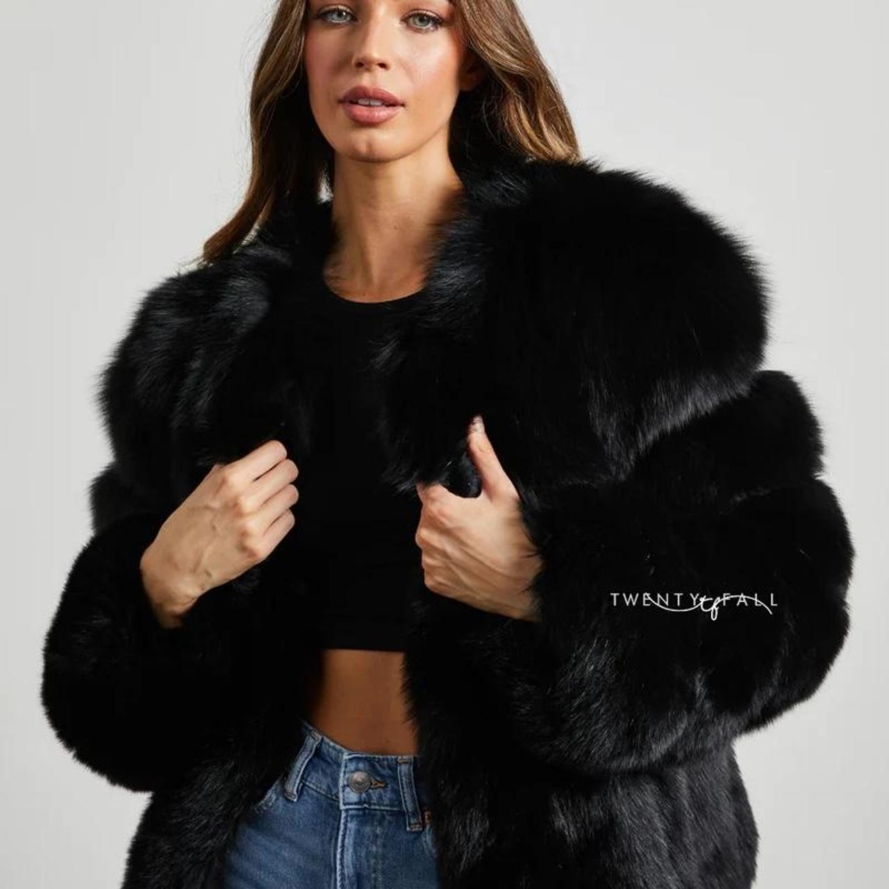 Black real fur jacket coat Bought from twenty... Depop