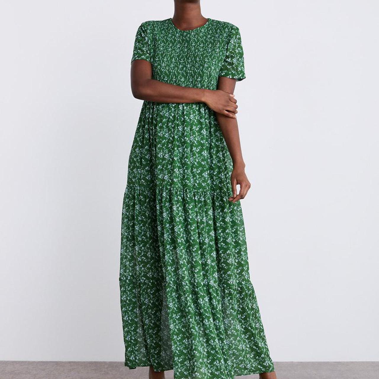 Zara платье длинное зеленое