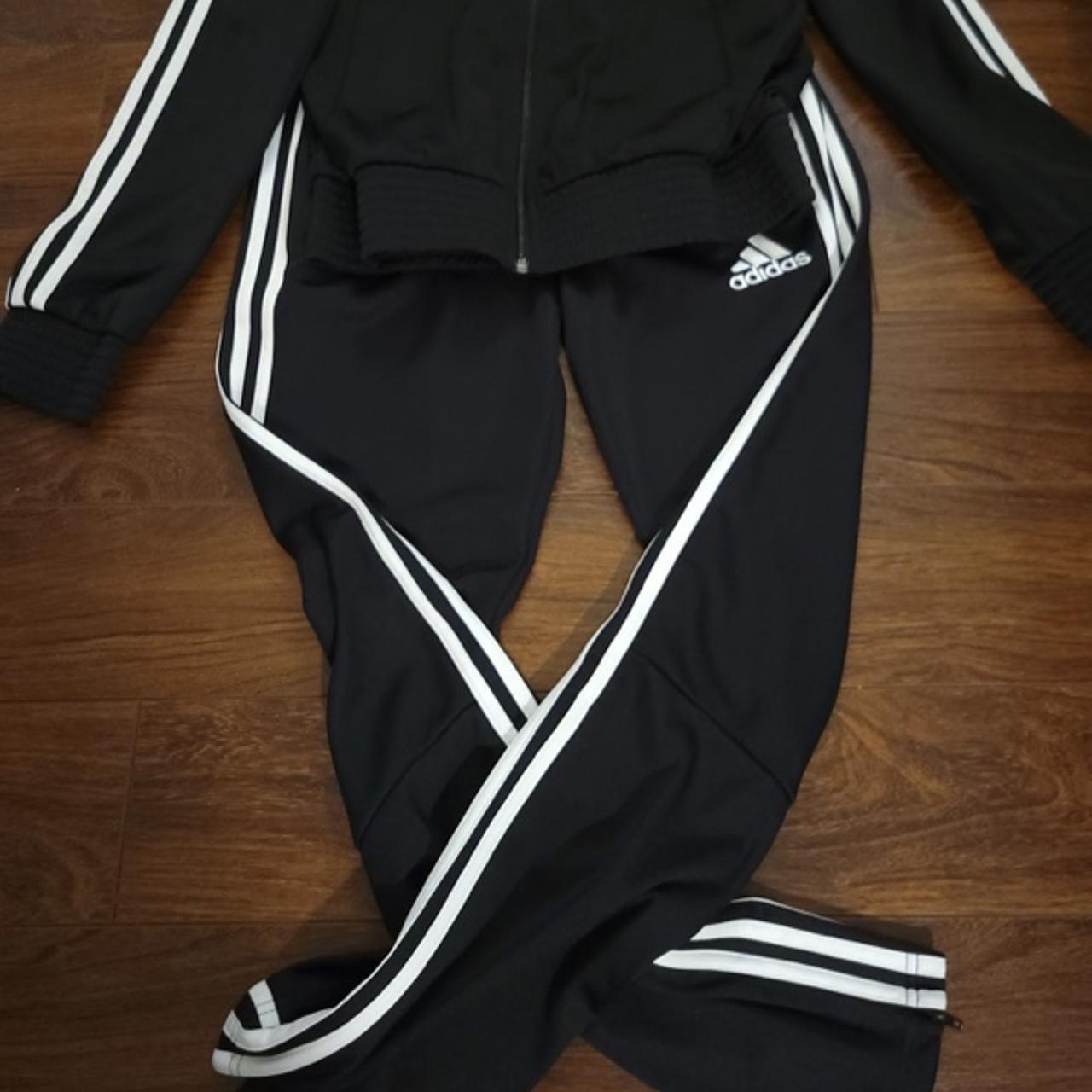 Adidas Womens Black & White Tracksuit Set Pants- L,... - Depop