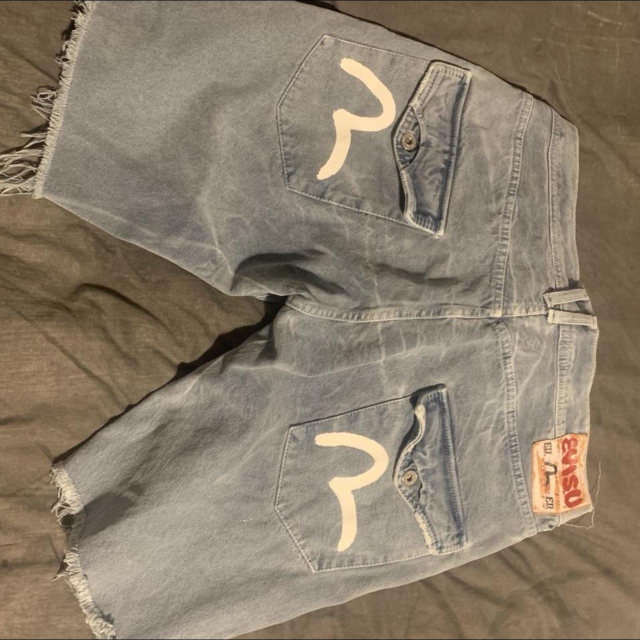Evisu cutoff Jean shorts. Bought from a vintage... - Depop