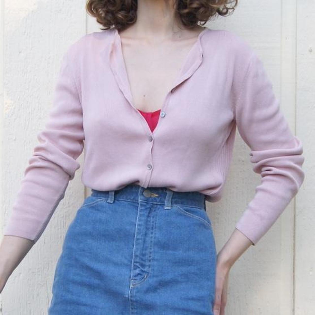 Ann Taylor 100 silk blush pink cardigan. The fabric... Depop