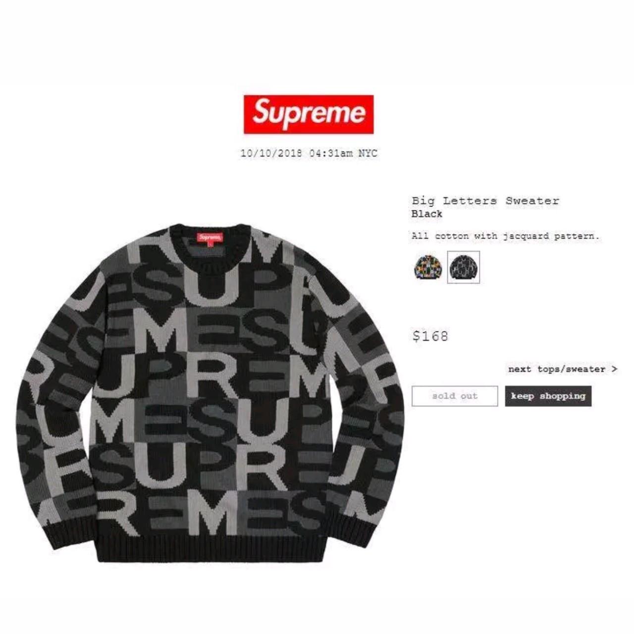 Supreme Big Letter Sweater Black Medium SOLD OUT - Depop