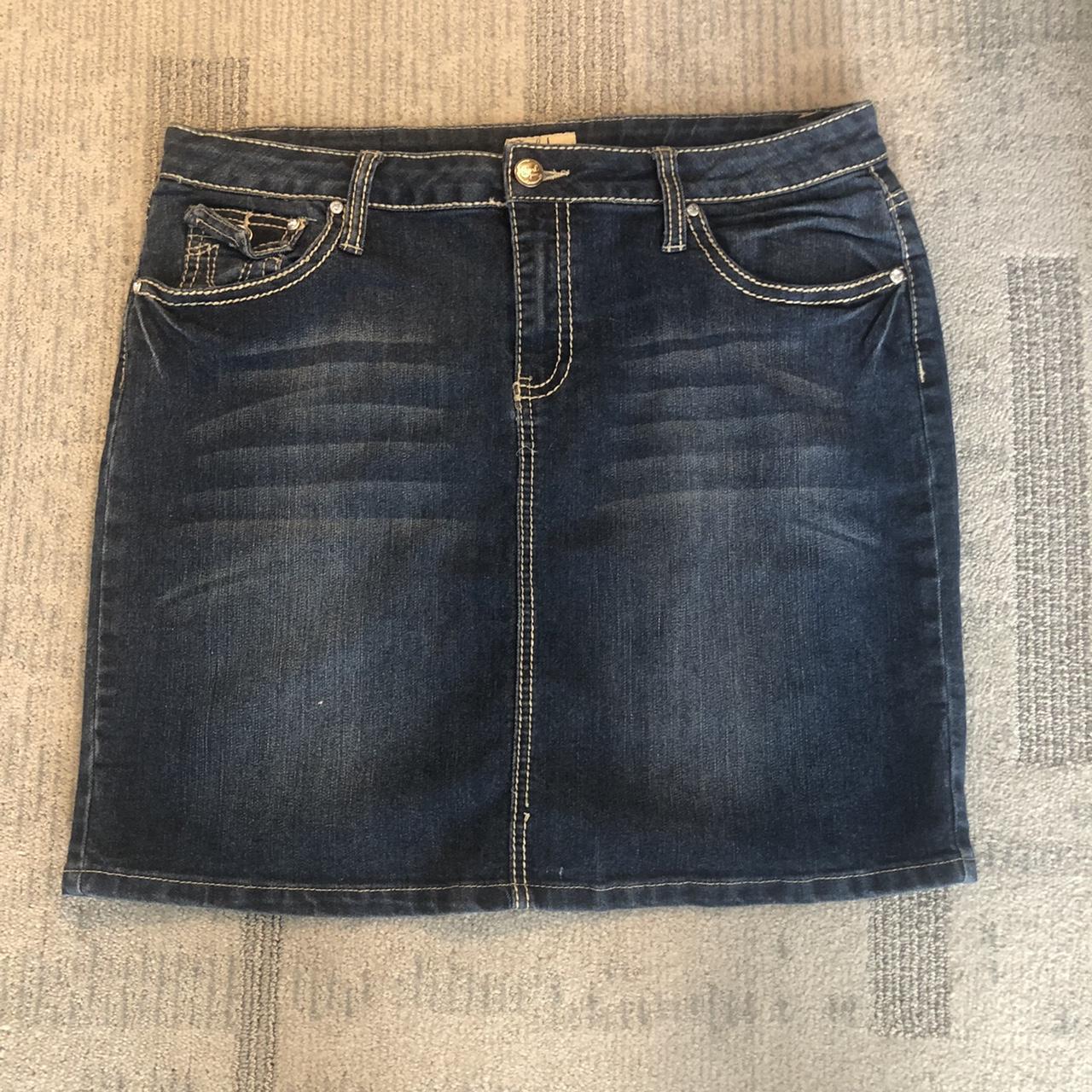 true religion style denim skirt size 16 never worn... Depop