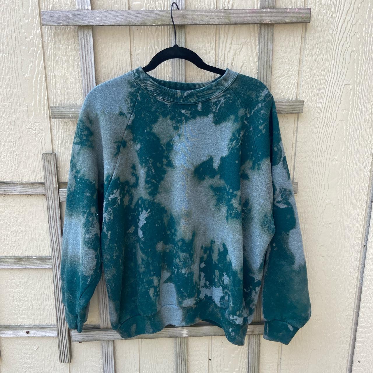 CUSTOM BLEACH DYE CREW NECK ~ custom bleach-dyed... - Depop