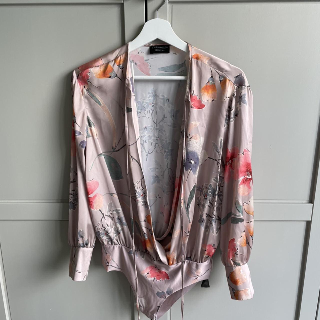 Zara Floral Bodysuit Silky material Worn once Depop