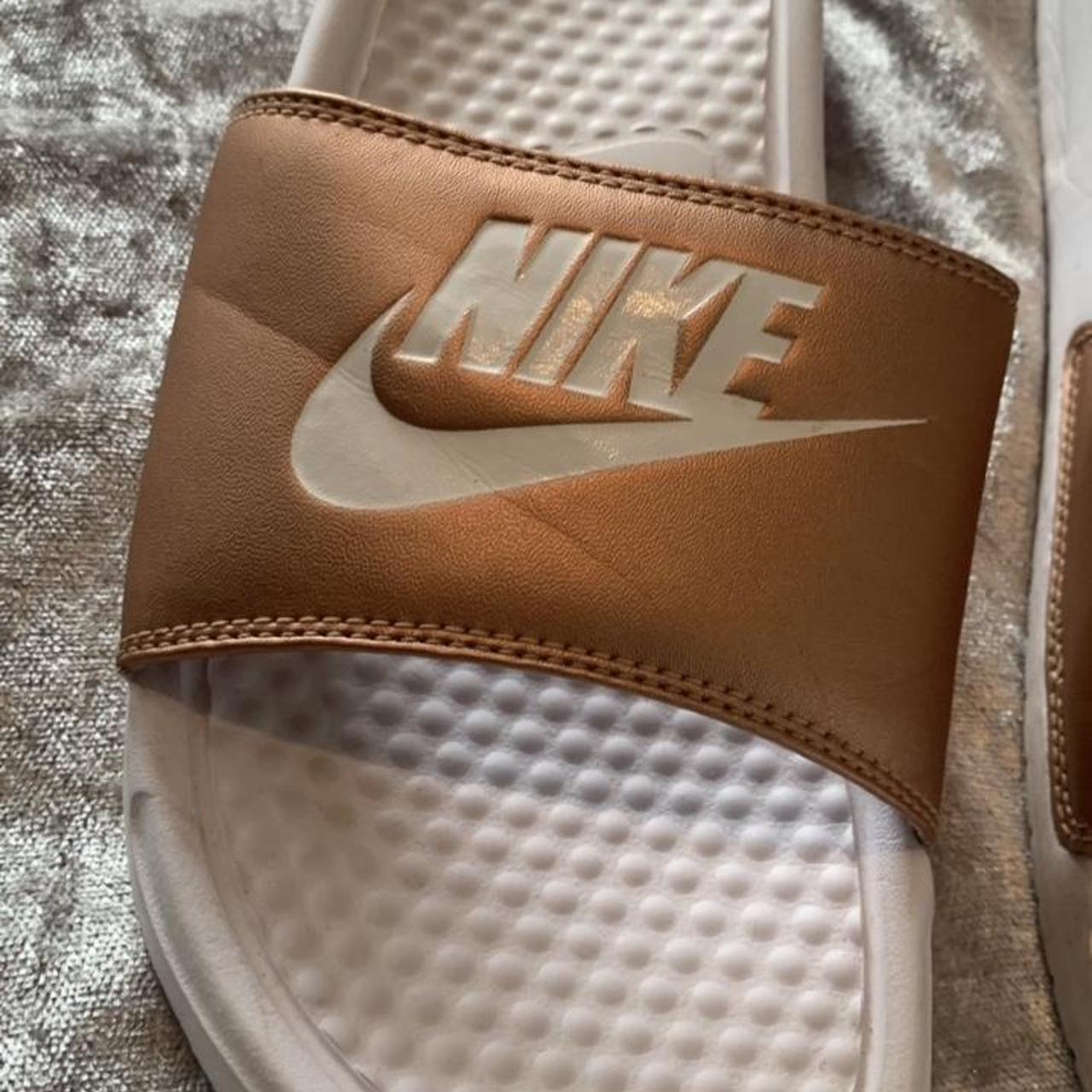 gold nike slides womens