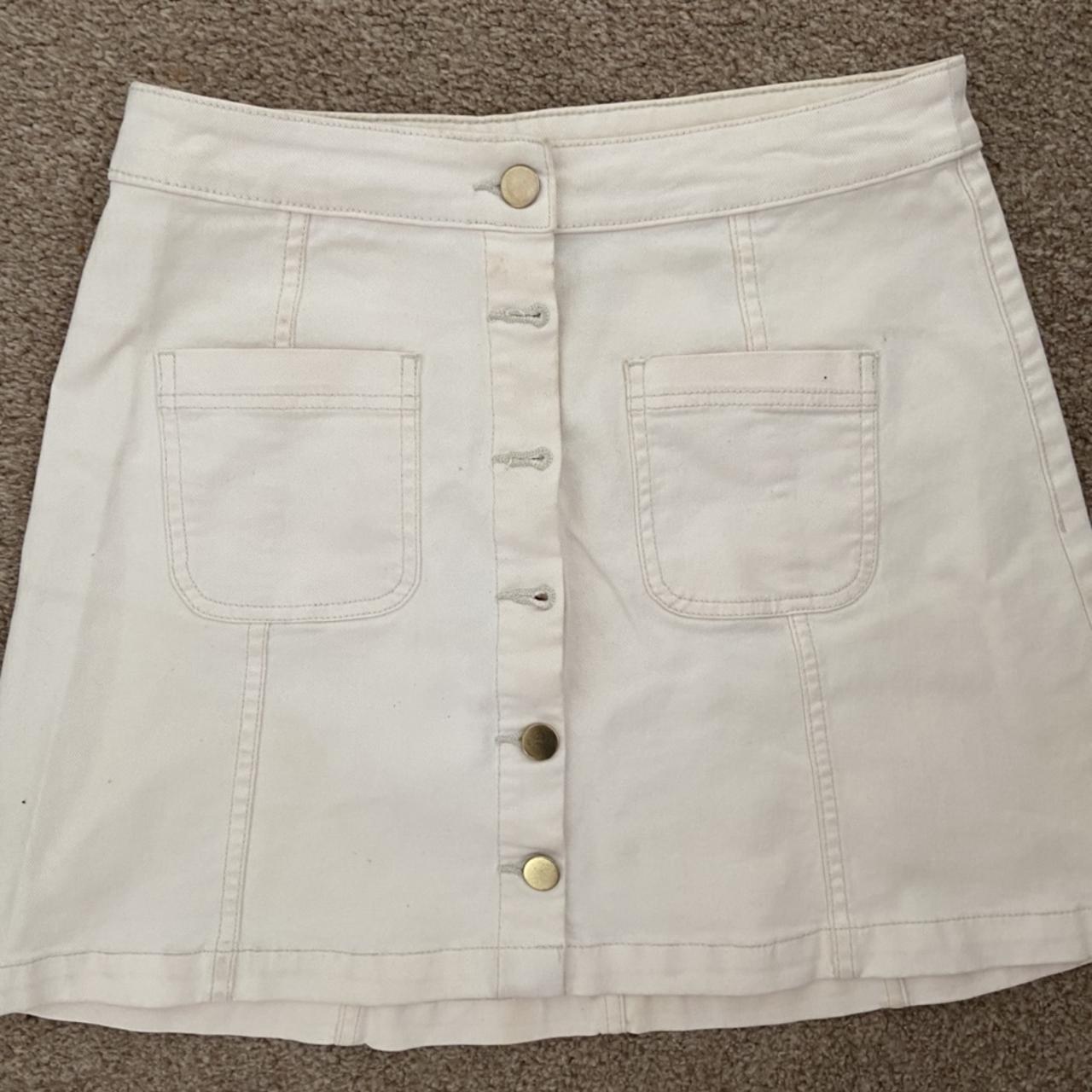 H&M Women's White and Cream Skirt | Depop