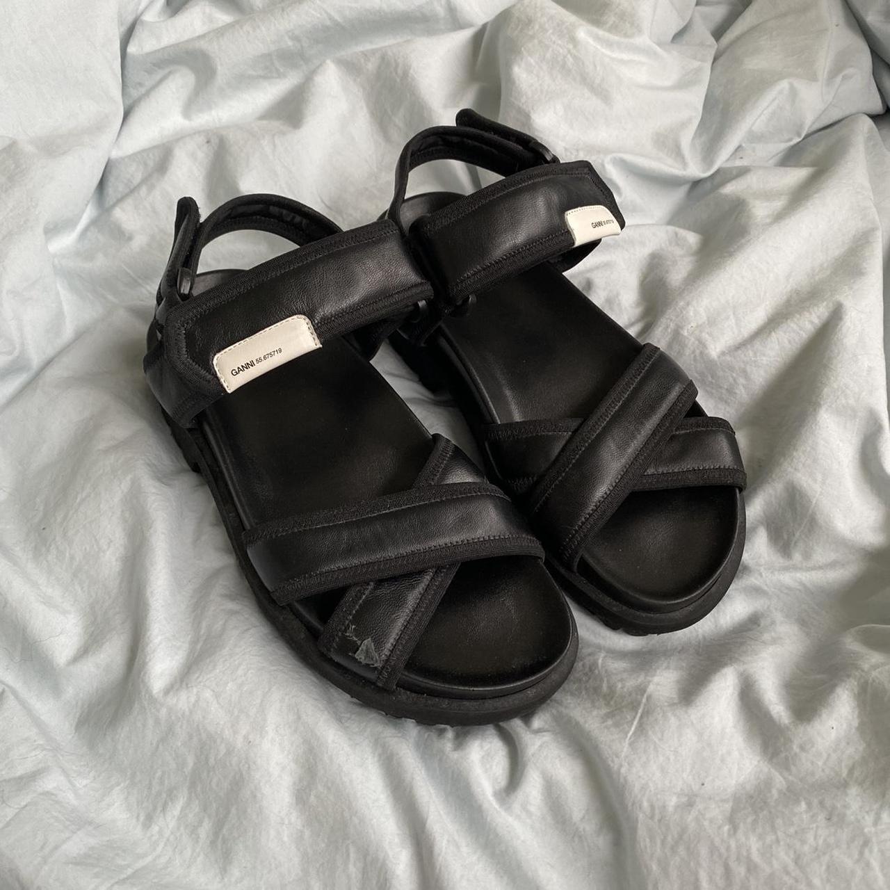 GANNI leather cleated crossover sandals 〰️ in... - Depop