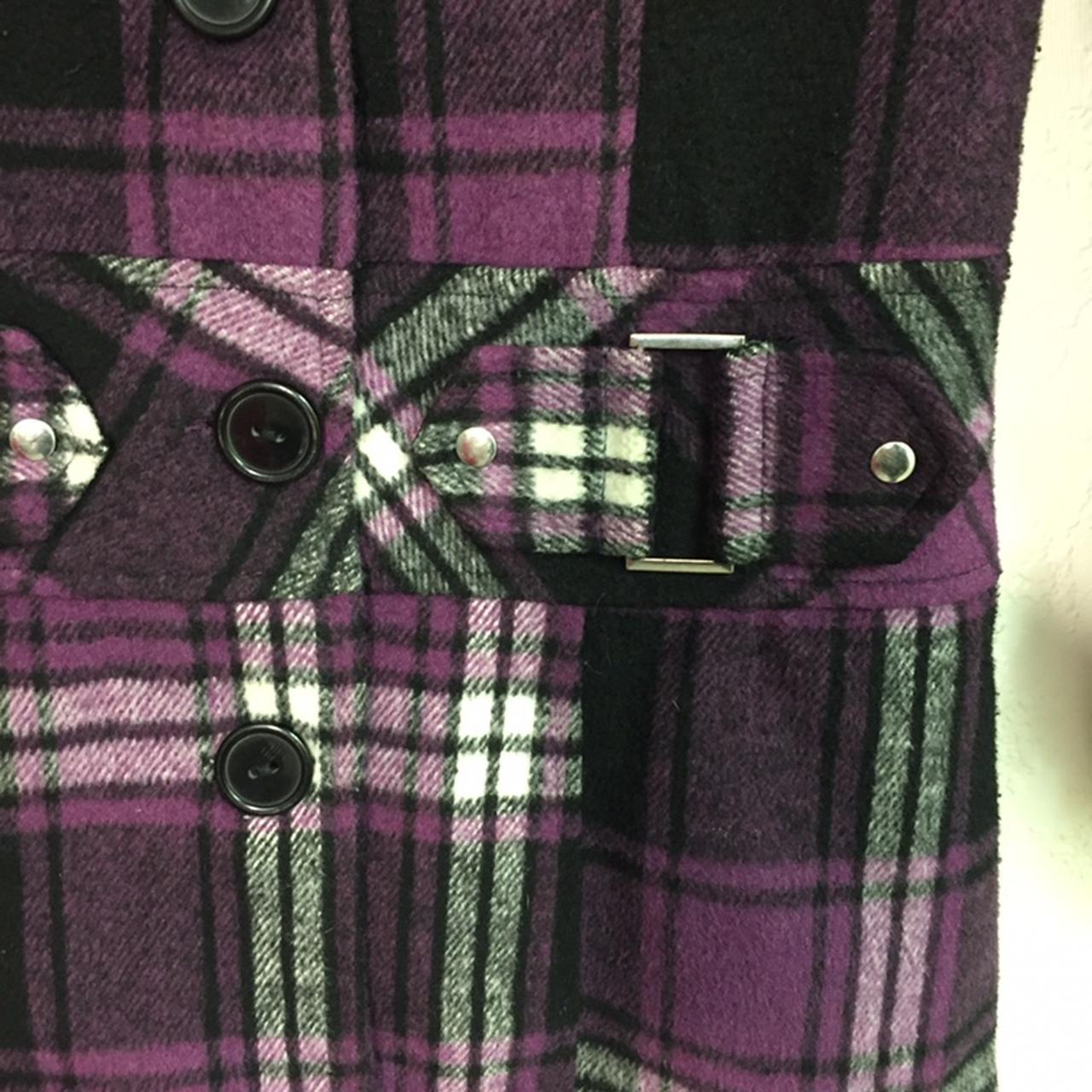 Fun purple plaid lightweight fitted jacket/coat... - Depop