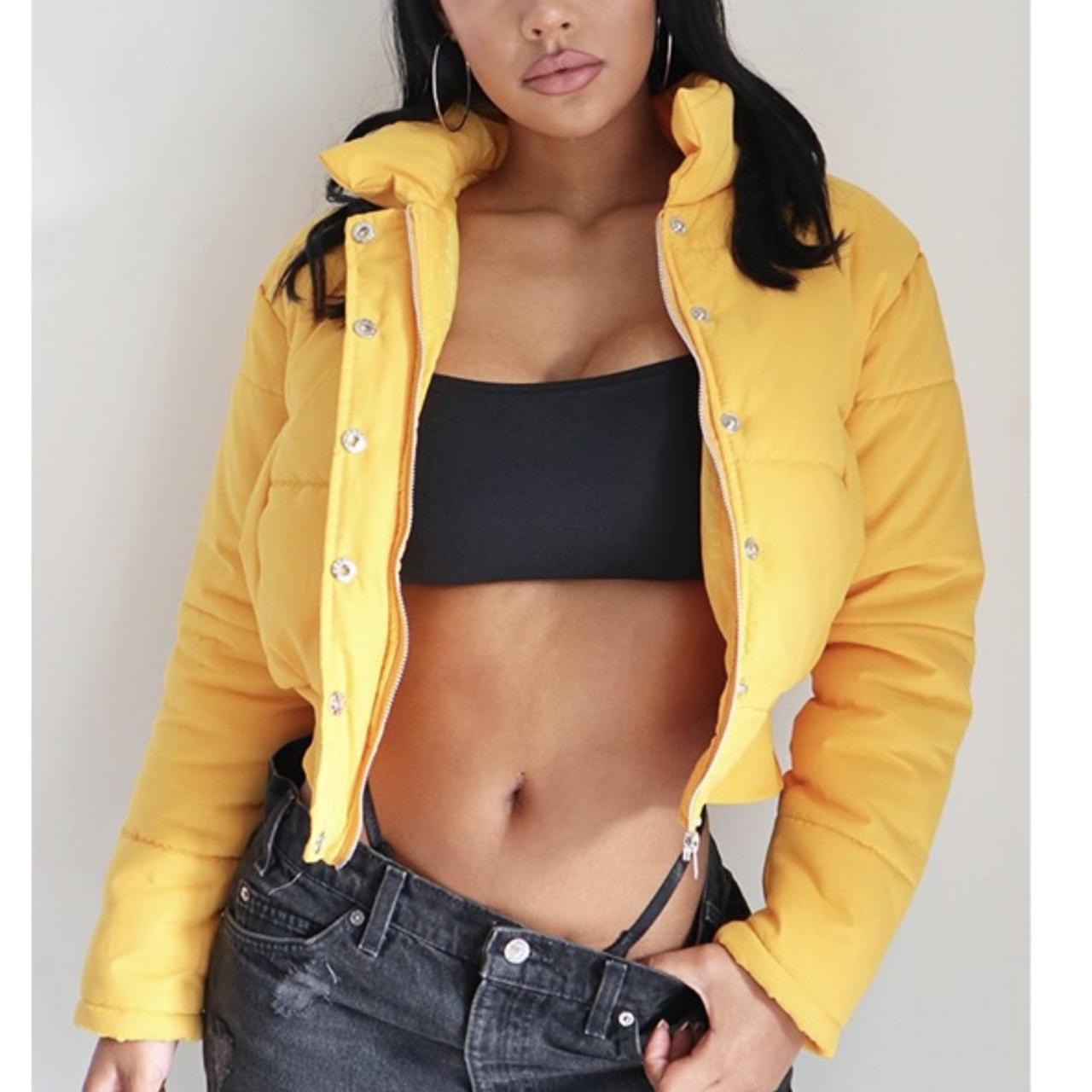 Peach skin cropped outlet puffer jacket