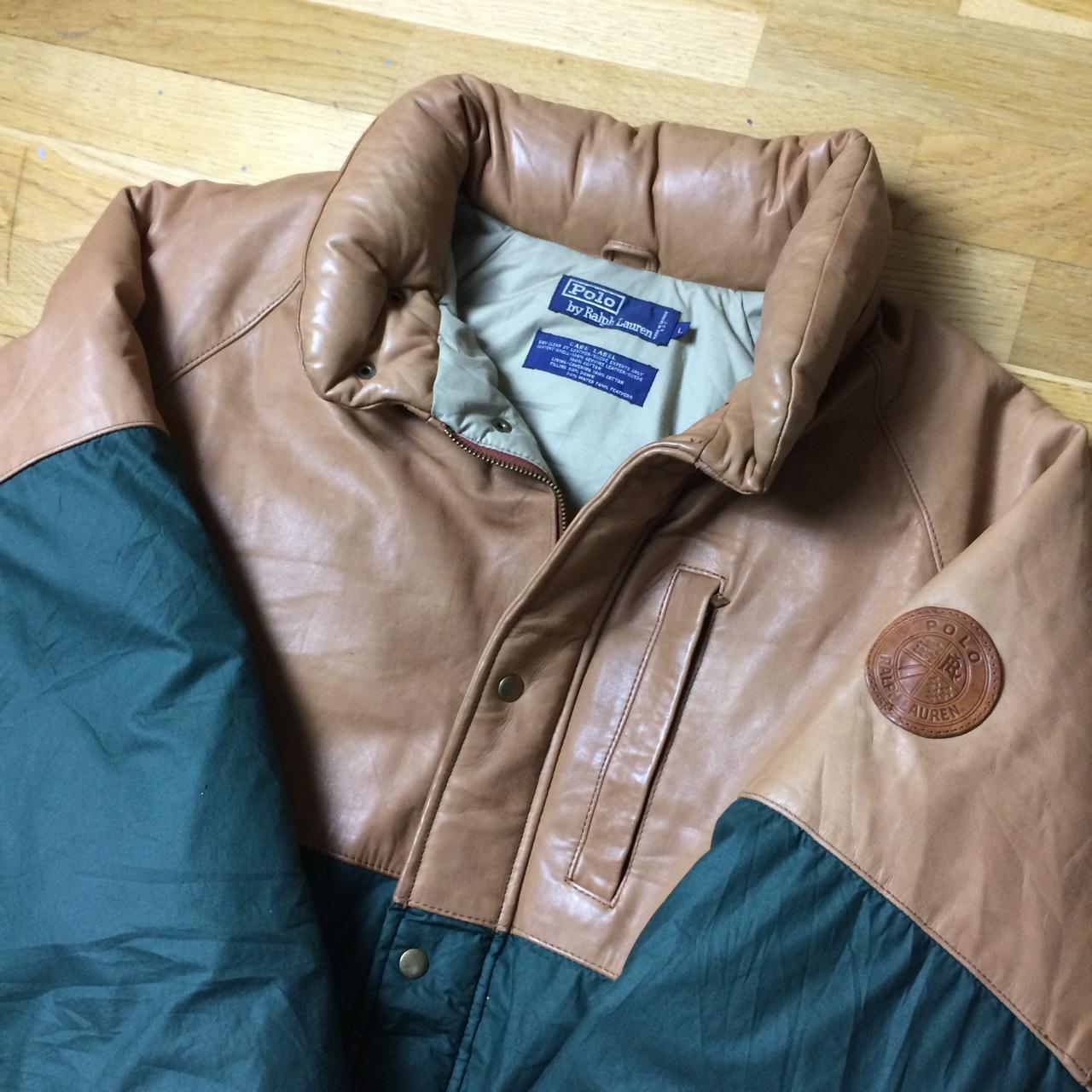 Polo Ralph Lauren puffer coat jacket and leather... - Depop
