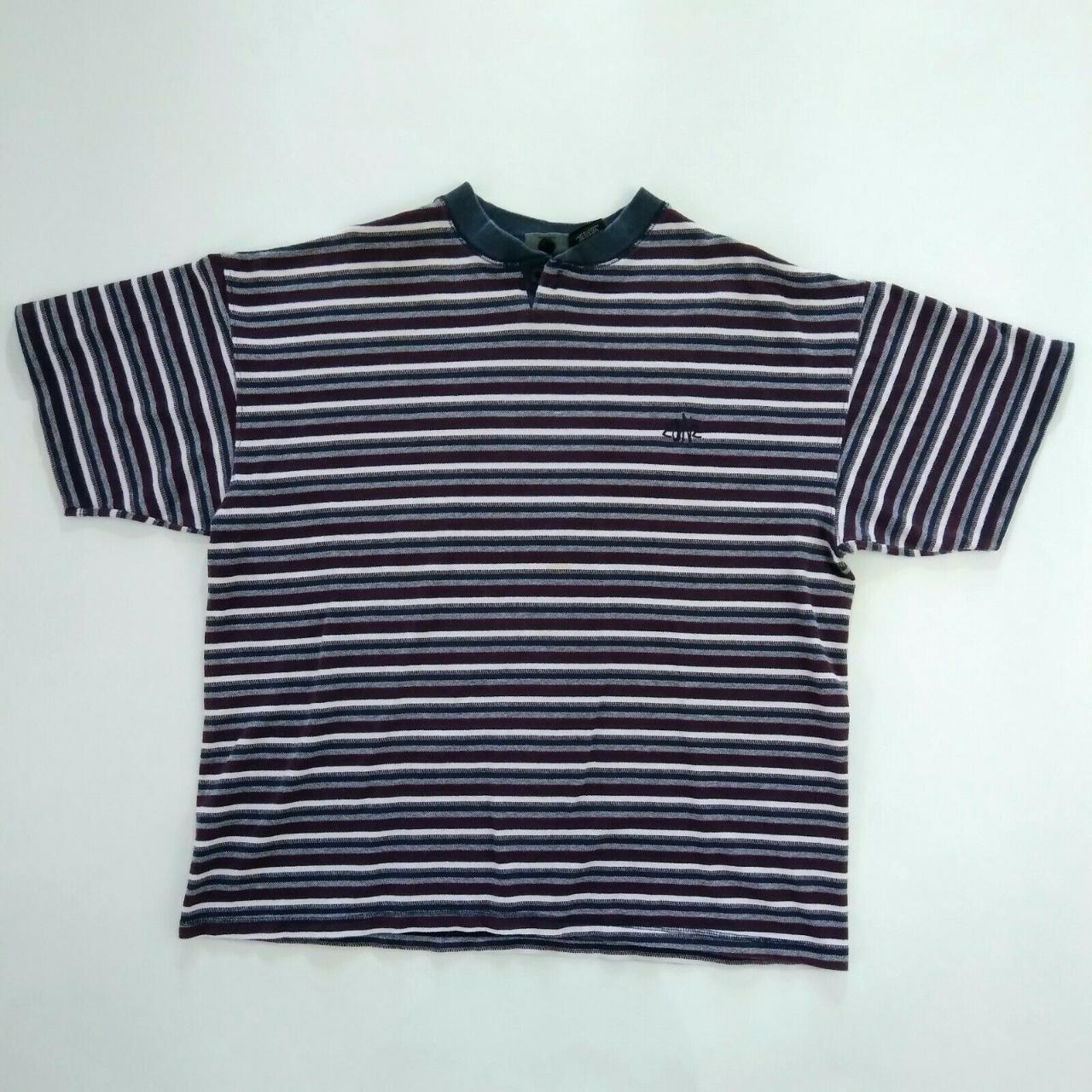 Vintage 90's Rare Zonz Men's Striped T Shirt Size L... - Depop